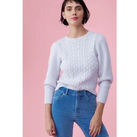 Rebecca Taylor La Vie Cable Knit Wool Crewneck Sweater Size Medium - Picture 1 of 6